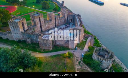 Sunset aerial view of Smederevo fortress in Serbia Stock Photo