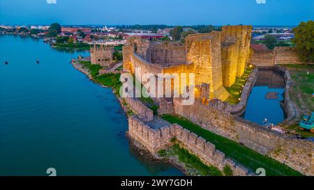 Sunset aerial view of Smederevo fortress in Serbia Stock Photo