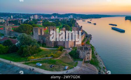 Sunset aerial view of Smederevo fortress in Serbia Stock Photo