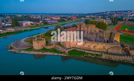 Sunset aerial view of Smederevo fortress in Serbia Stock Photo