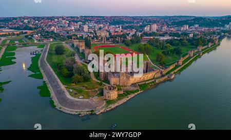 Sunset aerial view of Smederevo fortress in Serbia Stock Photo