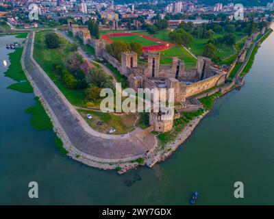 Sunset aerial view of Smederevo fortress in Serbia Stock Photo