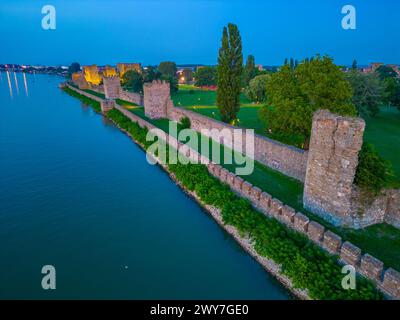 Sunset aerial view of Smederevo fortress in Serbia Stock Photo