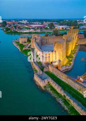 Sunset aerial view of Smederevo fortress in Serbia Stock Photo