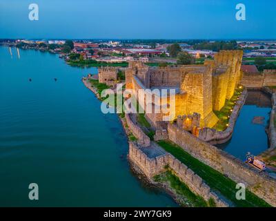 Sunset aerial view of Smederevo fortress in Serbia Stock Photo