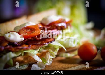 Bacon lettuce and tomato Baguette Stock Photo