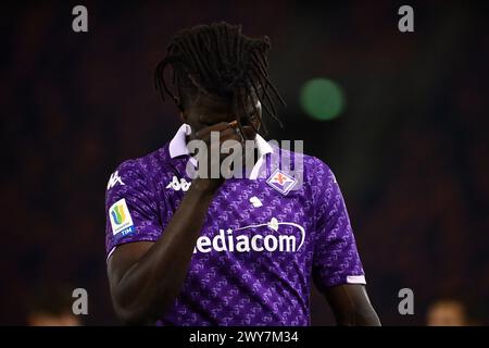 Bologna, Italia. 04th Apr, 2024. Fiorentina's Fallou Sene reacts during the Primavera TIM Cup final match between Fiorentina and Torino - Primavera TIM Cup at Renato Dall'Ara Stadium - Sport, Soccer - Bologna, Italy - Thursday April 4, 2024 (Photo by Massimo Paolone/LaPresse) Credit: LaPresse/Alamy Live News Stock Photo