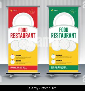 Food menu and restaurant Modern food rollup banner design. Stock Vector