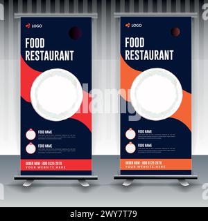 Food menu and restaurant Modern food rollup banner design. Stock Vector