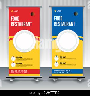 Food menu and restaurant Modern food rollup banner design. Stock Vector