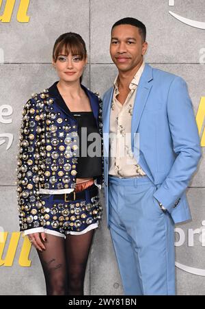 London, UK. April 4th, 2024. Ella Purnell and Aaron Moten arriving at the Fallout UK Special Screening, BBC Television Centre. Credit: Doug Peters/EMPICS/Alamy Live News Stock Photo