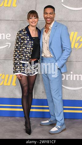 London, UK. April 4th, 2024. Ella Purnell and Aaron Moten arriving at the Fallout UK Special Screening, BBC Television Centre. Credit: Doug Peters/EMPICS/Alamy Live News Stock Photo