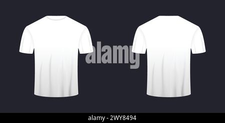 T-Shirt Mockup with Short Sleeves Isolated on Monochrome Background Stock Vector