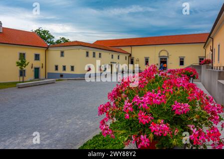 Stables at Slovenian village Lipica where famous Lipizzaner horses are bred Stock Photo
