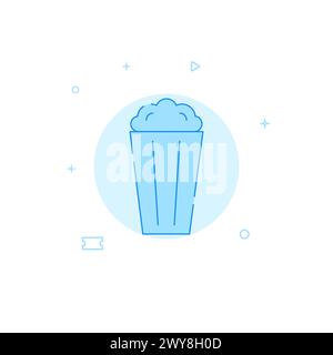 Popcorn portion vector icon. Flat illustration. Filled line style. Blue monochrome design. Editable stroke. Adjust line weight. Stock Vector