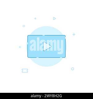 Monitor, display vector icon. Flat illustration. Filled line style. Blue monochrome design. Editable stroke. Adjust line weight. Stock Vector