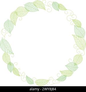 Vector Frame Illustration With Leaf Veins Silhouette Pattern Isolated On A White Background. Stock Vector