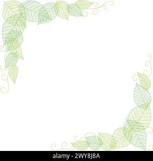 Vector Frame Illustration With Leaf Veins Silhouette Pattern Isolated On A White Background. Stock Vector