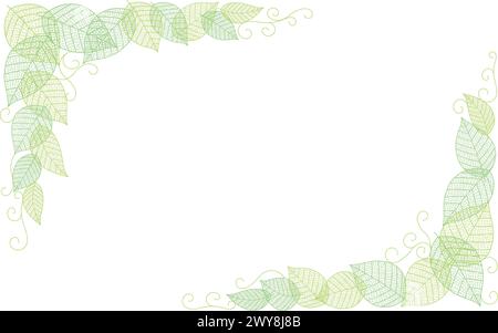Vector Frame Illustration With Leaf Veins Silhouette Pattern Isolated On A White Background. Stock Vector