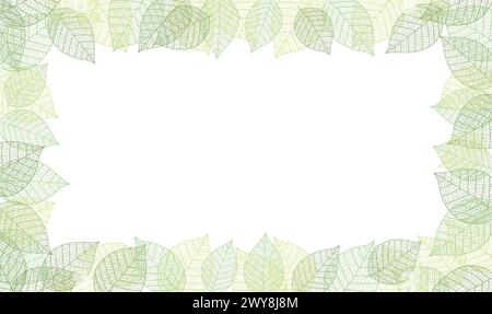 Vector Frame Illustration With Leaf Veins Silhouette Pattern Isolated On A White Background. Stock Vector