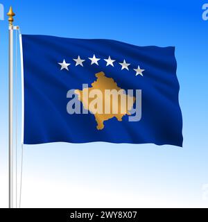 Kosovo official national waving flag, European country, vector illustration Stock Vector