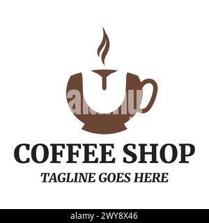 Vector logo illustration of a coffee cup and lips Stock Vector