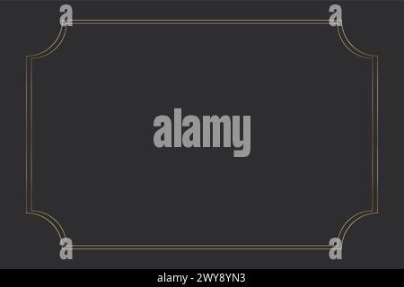 Golden elegant thin line frame on the dark background. Perfect border design for headline, text decor and sale banner. Vector. Vector illustration Stock Vector