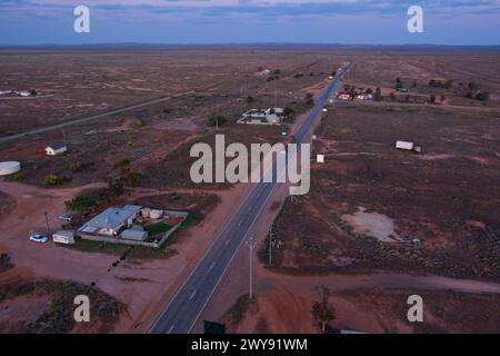 Aerial of the once important railway village of Cockburn which is on ...