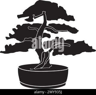 Japanese bonsai tree logo, plant silhouette icons on white background,  green ecology silhouette of bonsai and sunset. Detailed image. Bio nature  sign Stock Vector Image & Art - Alamy