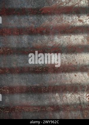 Industrial corrugated Iron drum with six rusty red rings background with copy space. Stock Photo