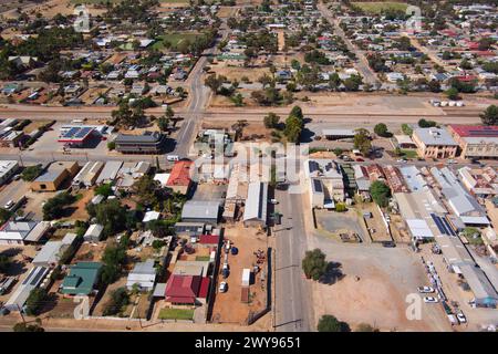 Aerial of the small township of Peterborough in South Australia Stock Photo