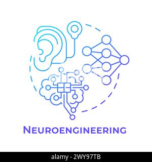 Neuroengineering blue gradient concept icon Stock Vector