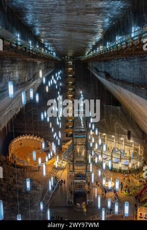 Turda, Romania, August 12, 2023: Interior of Turda salt mine in Romania Stock Photo