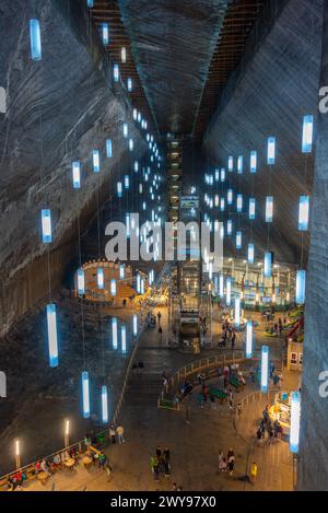 Turda, Romania, August 12, 2023: Interior of Turda salt mine in Romania Stock Photo