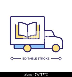 Book delivery truck RGB color icon Stock Vector