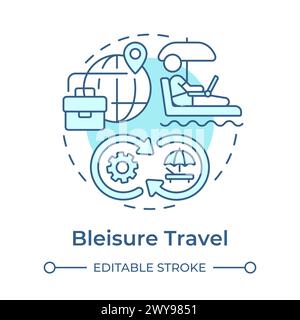 Bleisure travel soft blue concept icon Stock Vector