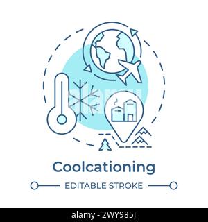 Coolcationing soft blue concept icon Stock Vector