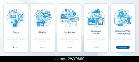 Travel services blue onboarding mobile app screen Stock Vector