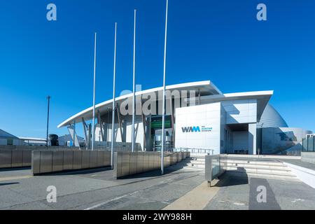 View of the WA Maritime Museum and its modern architecture in the port of Fremantle, Western Australia, WA, Australia Stock Photo