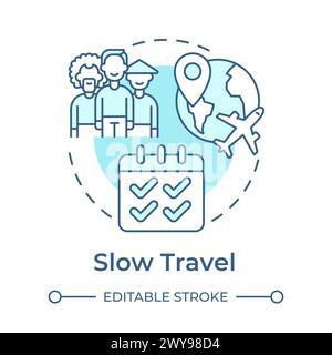 Slow travel soft blue concept icon Stock Vector