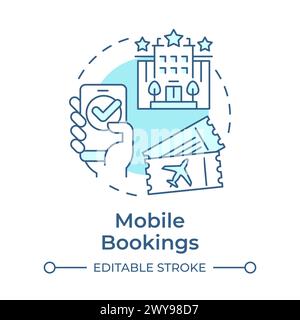 Mobile bookings soft blue concept icon Stock Vector