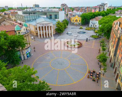 Subotica, Serbia, July 25, 2023: Sunset view of Republic square in Serbian town Subotica Stock Photo