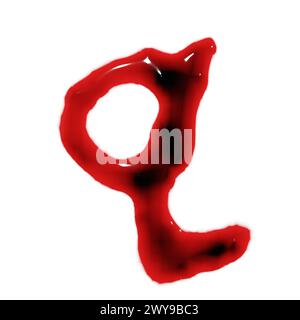isolated on white 3d render of blood red wine liquid small letter alphabets Stock Photo