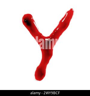 isolated on white 3d render of blood red wine liquid small letter alphabets Stock Photo