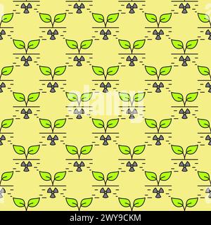 Radiation in Soil vector Radioactive Hazard concept colored seamless pattern Stock Vector
