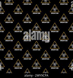 Radiation Triangle vector Radiation Warning dark concept linear seamless pattern Stock Vector