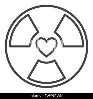 Heart with Radiation vector Radioactive concept icon or symbol in outline style Stock Vector