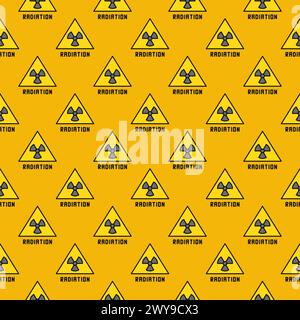Triangle with Radiation Warning vector concept colored seamless pattern Stock Vector