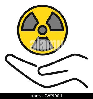 Radiation sign on Hand vector Radiology concept colored icon or design element Stock Vector