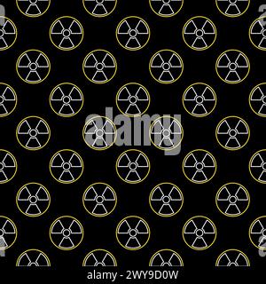Vector Radioactive Hazard Warning concept simple seamless pattern in thin line style Stock Vector